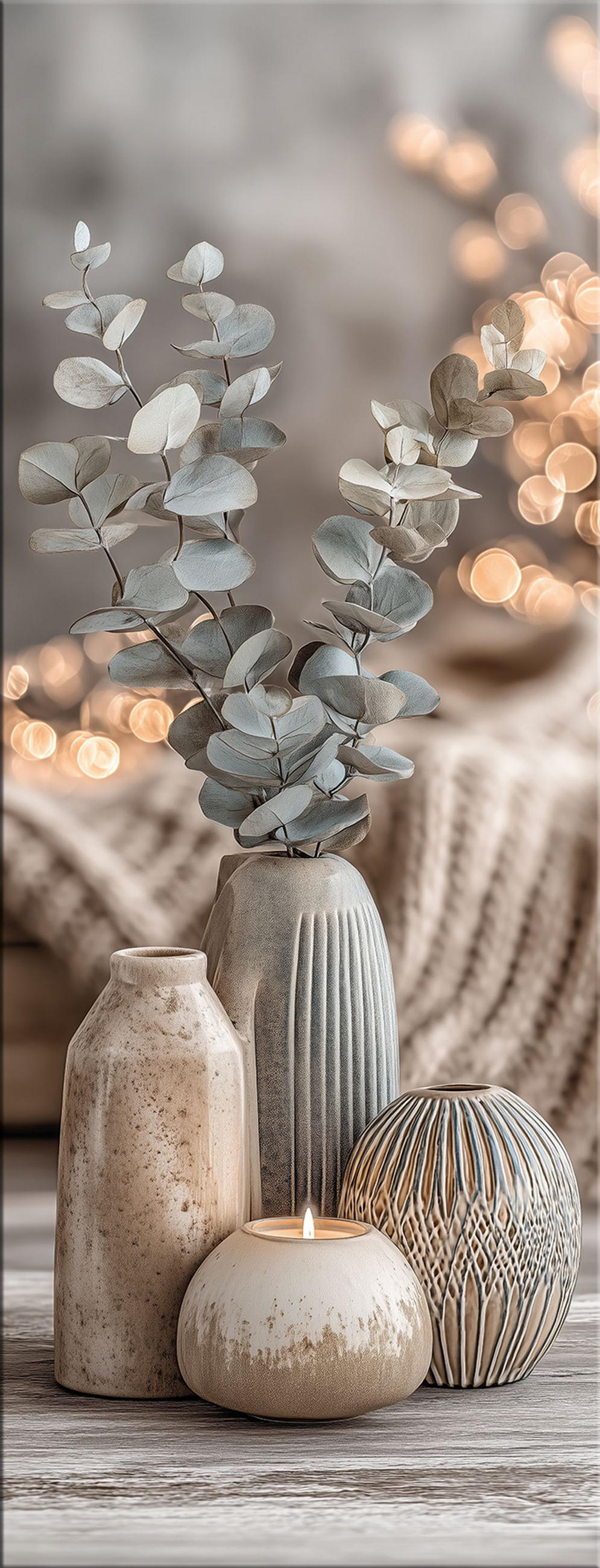 GLASBILD 30x80 cm Stillleben Eukalyptus - Beige, Glas (30/80cm) - artissimo