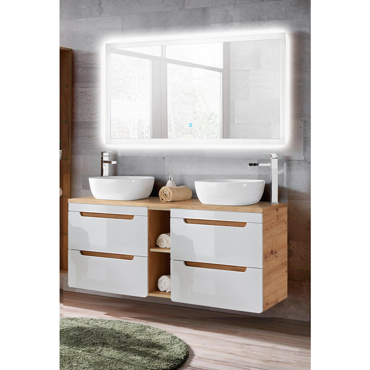 WASCHTISCH Luton-56 - Weiß, Holzwerkstoff (141/200/46cm) - Lomado