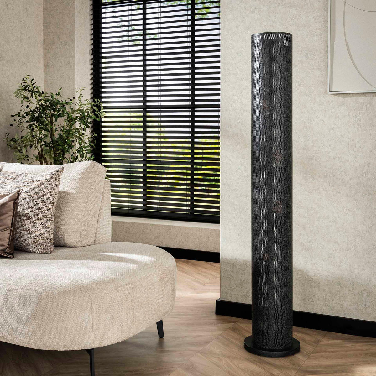 STEHLEUCHTE Tube Schwarz 28/28/ 149 cm - Schwarz, Metall (28/28/149cm) - Hoyz Collection