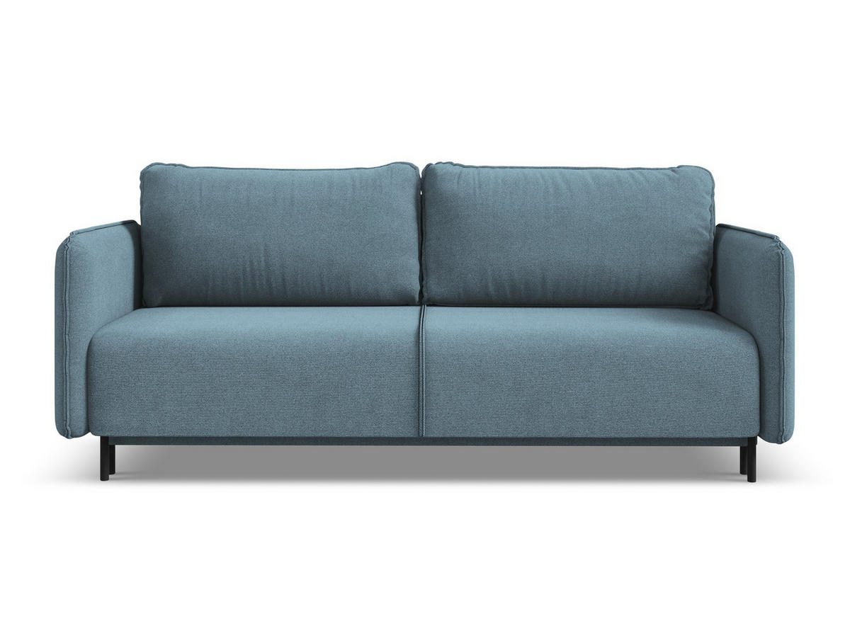 3-SITZER SOFA mit Schlaffunktion Strukturstoff Stoff Blau - Blau/Schwarz, Holz/Textil (226/90/92cm) - Makamii