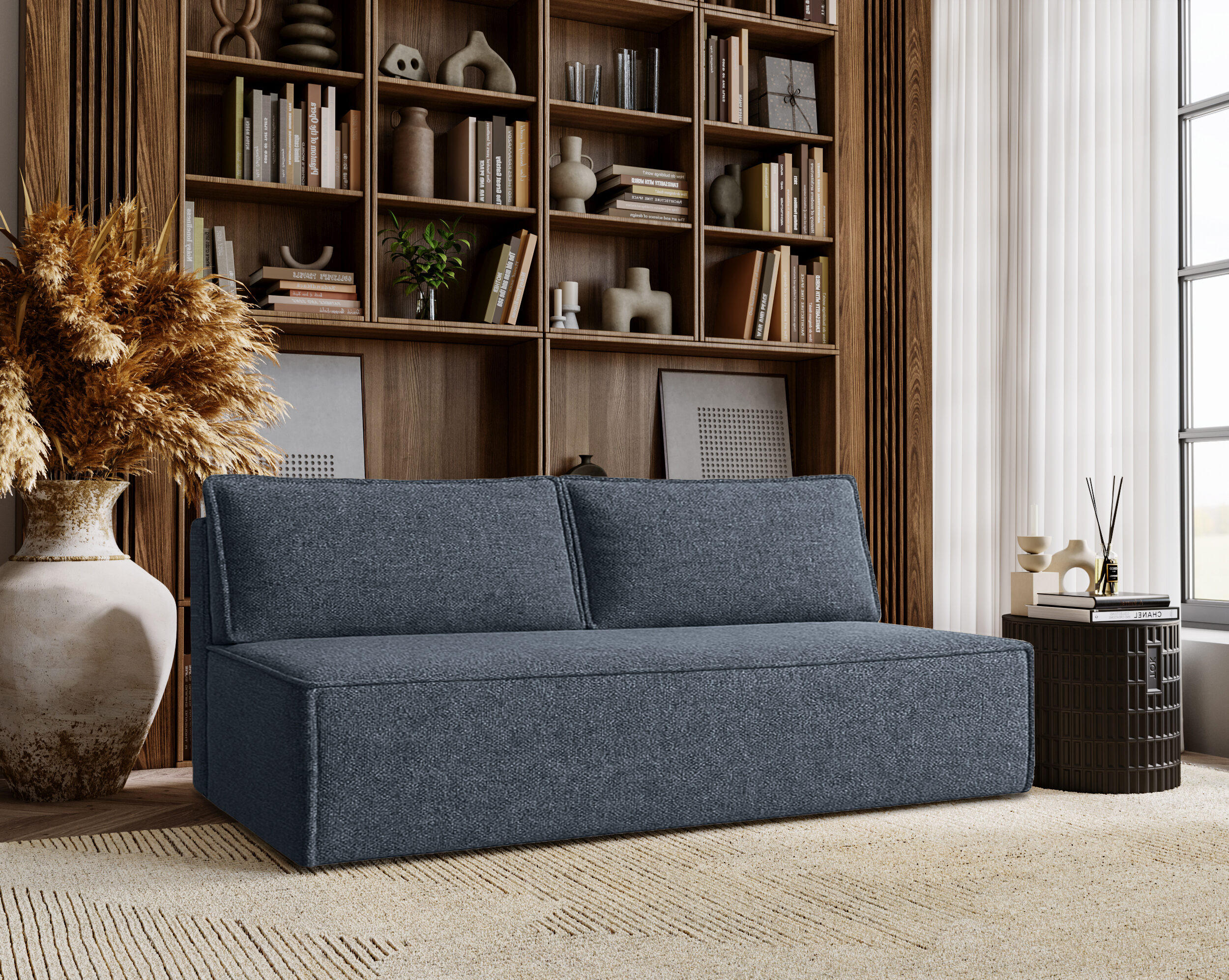 SCHLAFSOFA Mit Bettkasten DUO Stoff Verita Marineblau - Dunkelblau, Holz/Kunststoff (198/89/90cm) - Kaiser Möbel