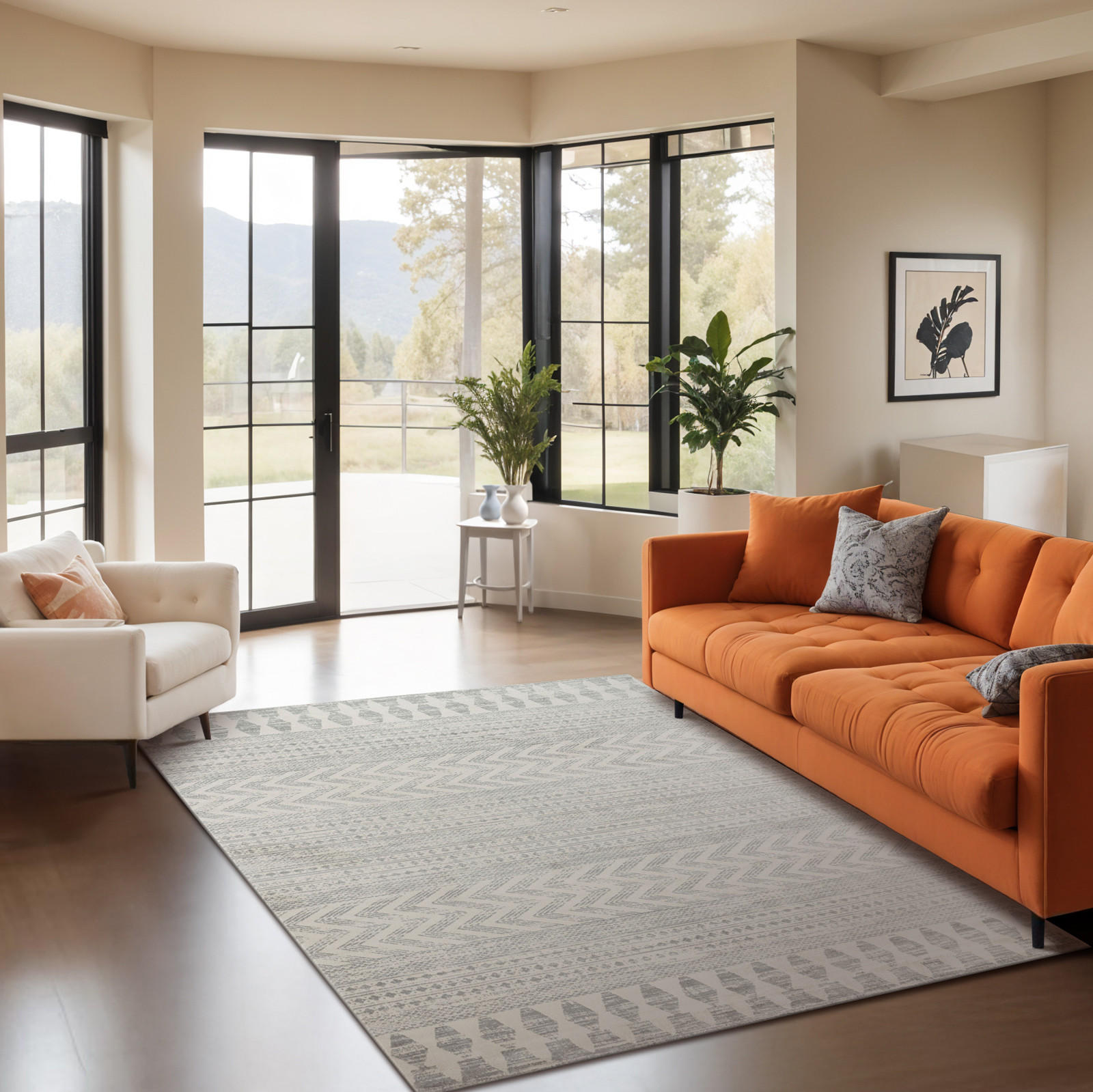 KURZFLORTEPPICH 120x170 cm Weiß - Grau, Naturmaterialien/Textil (120/170cm) - LIVABLISS