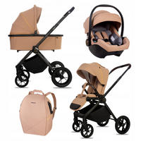 KINDERWAGEN Boldo 3in1 Sapphire Babywanne, Buggy Sportsitz, Babyschale I-Size - Beige/Schwarz, Textil/Metall (58/98cm) - BabyLux