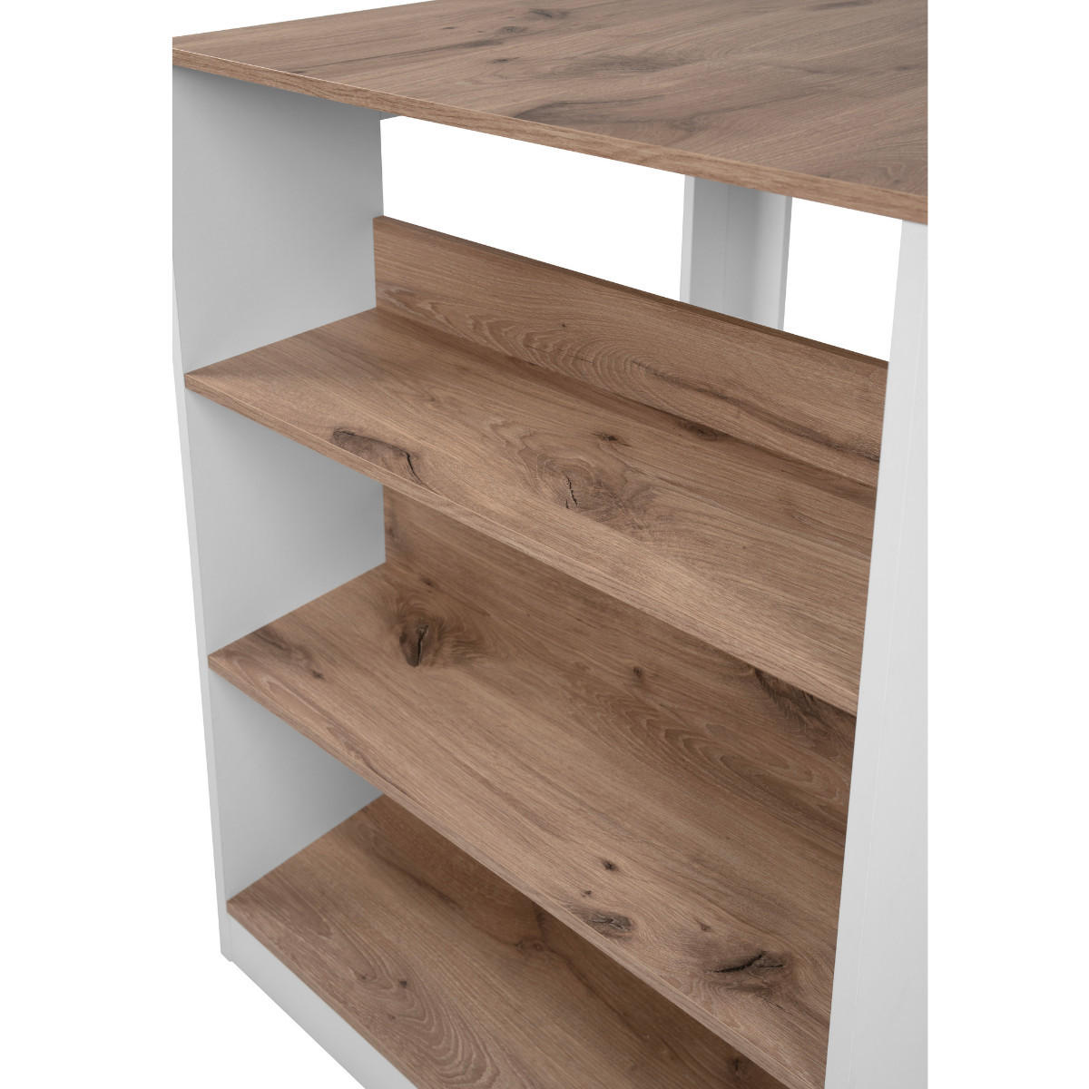 ESSTISCH mit 3 Ablagefächern Dekor Eichenoptik Viking und Weiß 92/67/106 cm - Eschefarben, Holzwerkstoff (69/67/106cm) - Calicosy