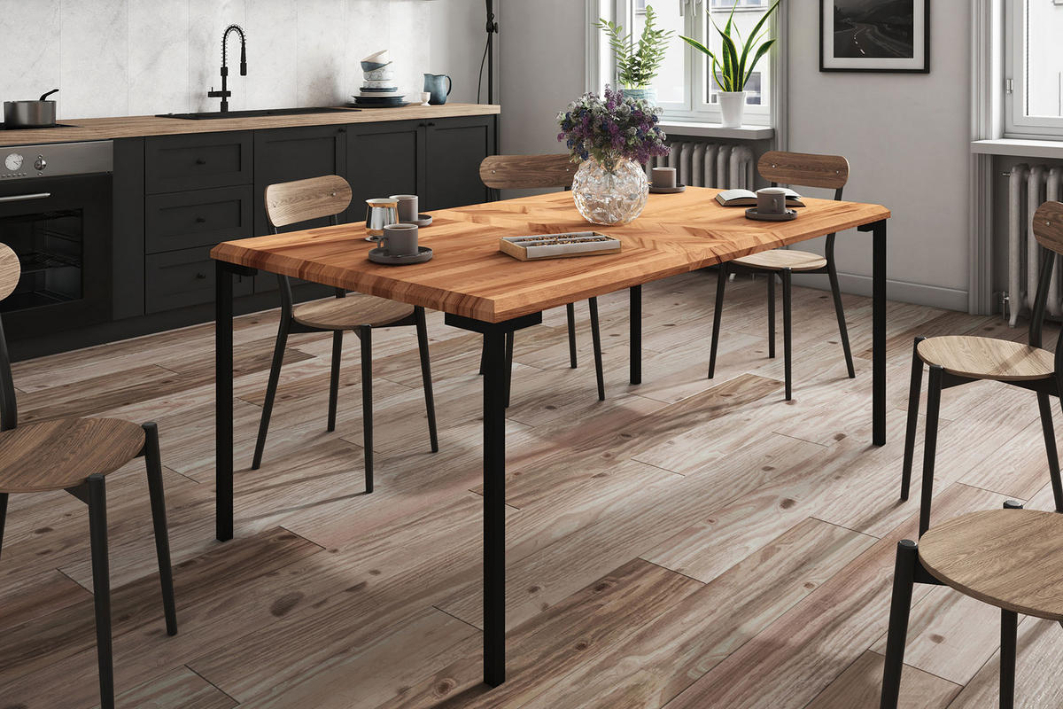 ESSTISCH AUSGEKLAPPT LEON 160x80 Wildeiche - Wildeiche, Holz (80/160/78cm) - byoak