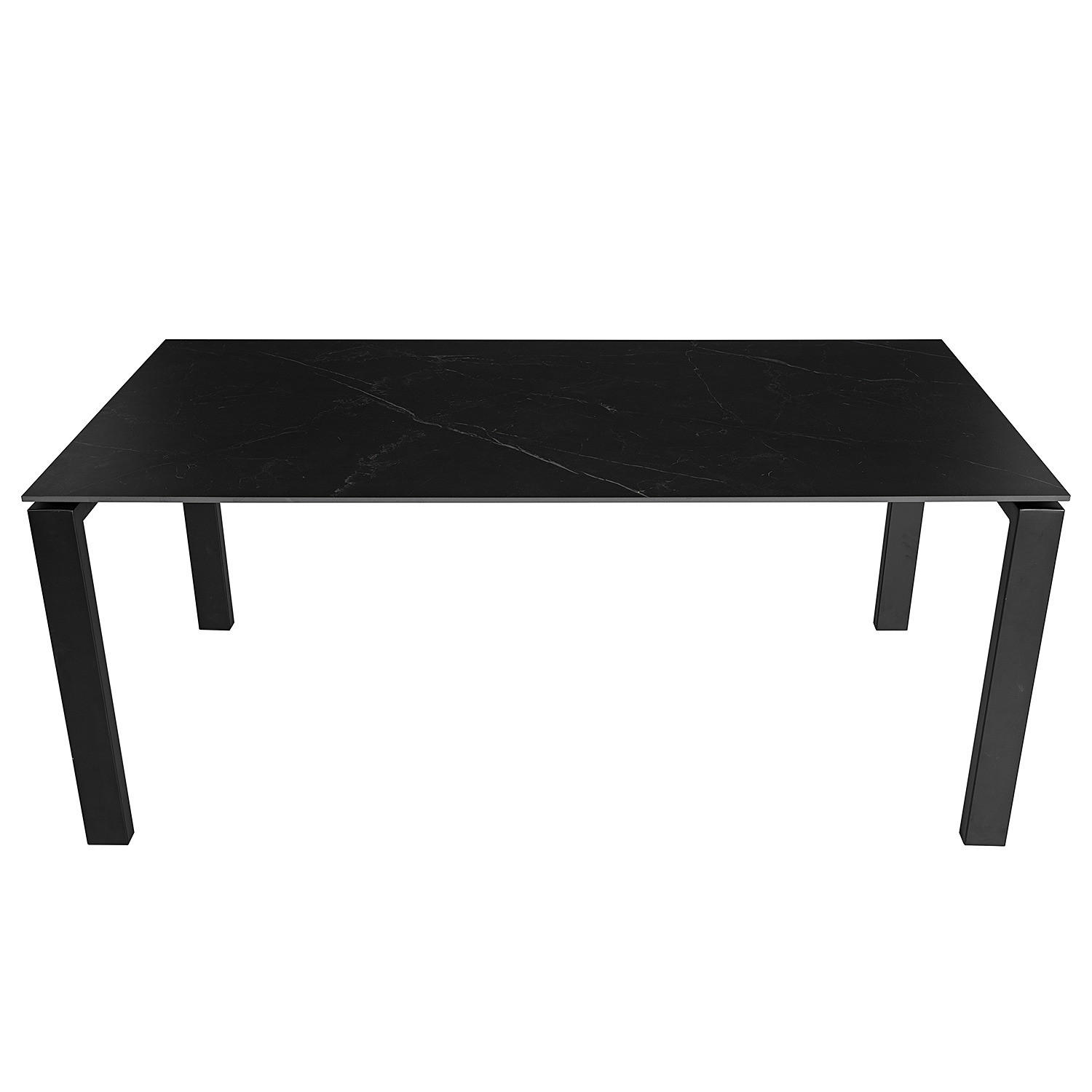 ESSTISCH in Marmoroptik - Keramik / Metall - Schwarz, Keramik (90/180/76cm) - home24