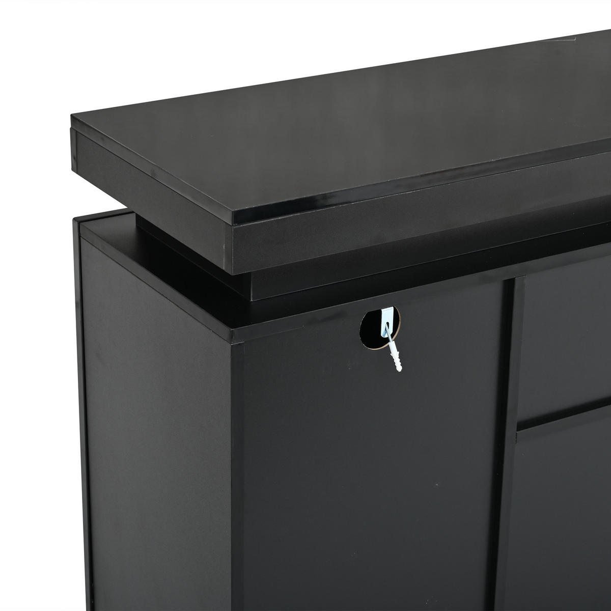 SIDEBOARD DE-37813 mit LED-Beleuchtung und 4 Türen Schwarz - Schwarz, Holzwerkstoff (140/72.5/35cm) - ComfortXL