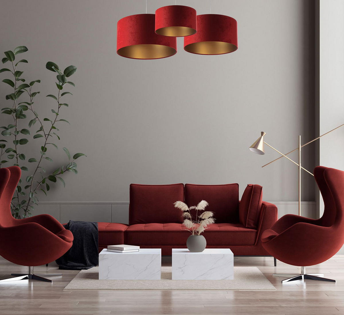 HÄNGELEUCHTE Gold 40/20 cm - Rot/Goldfarben, Kunststoff (40/0.6/20cm) - ONZENO