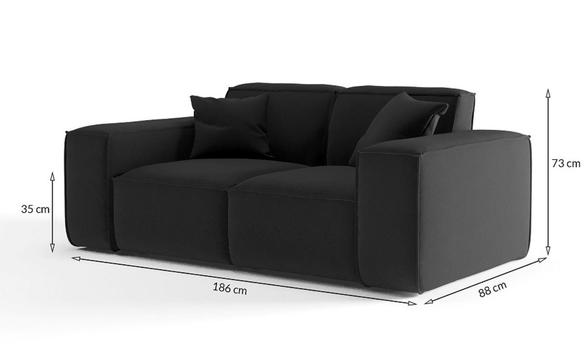SOFA Zweisitzer PULA Stoff Antic Dunkelgrün - Dunkelgrün, Holz (186/73/88cm) - Kaiser Möbel
