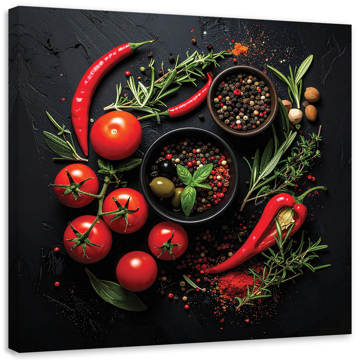 LEINWANDBILD Essen & Trinken 40x40cm - Rot, Textil (40/40cm) - Feeby