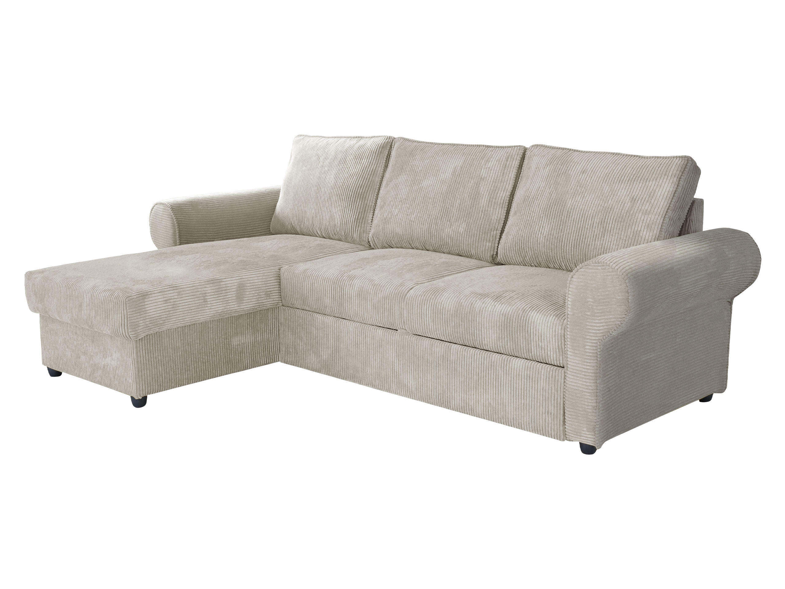 ECKSOFA Monaco Cord - Creme/Schwarz, Holz/Textil (246/155cm) - MIRJAN24