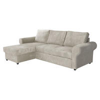 ECKSOFA Monaco Cord - Creme/Schwarz, Holz/Textil (246/155cm) - MIRJAN24
