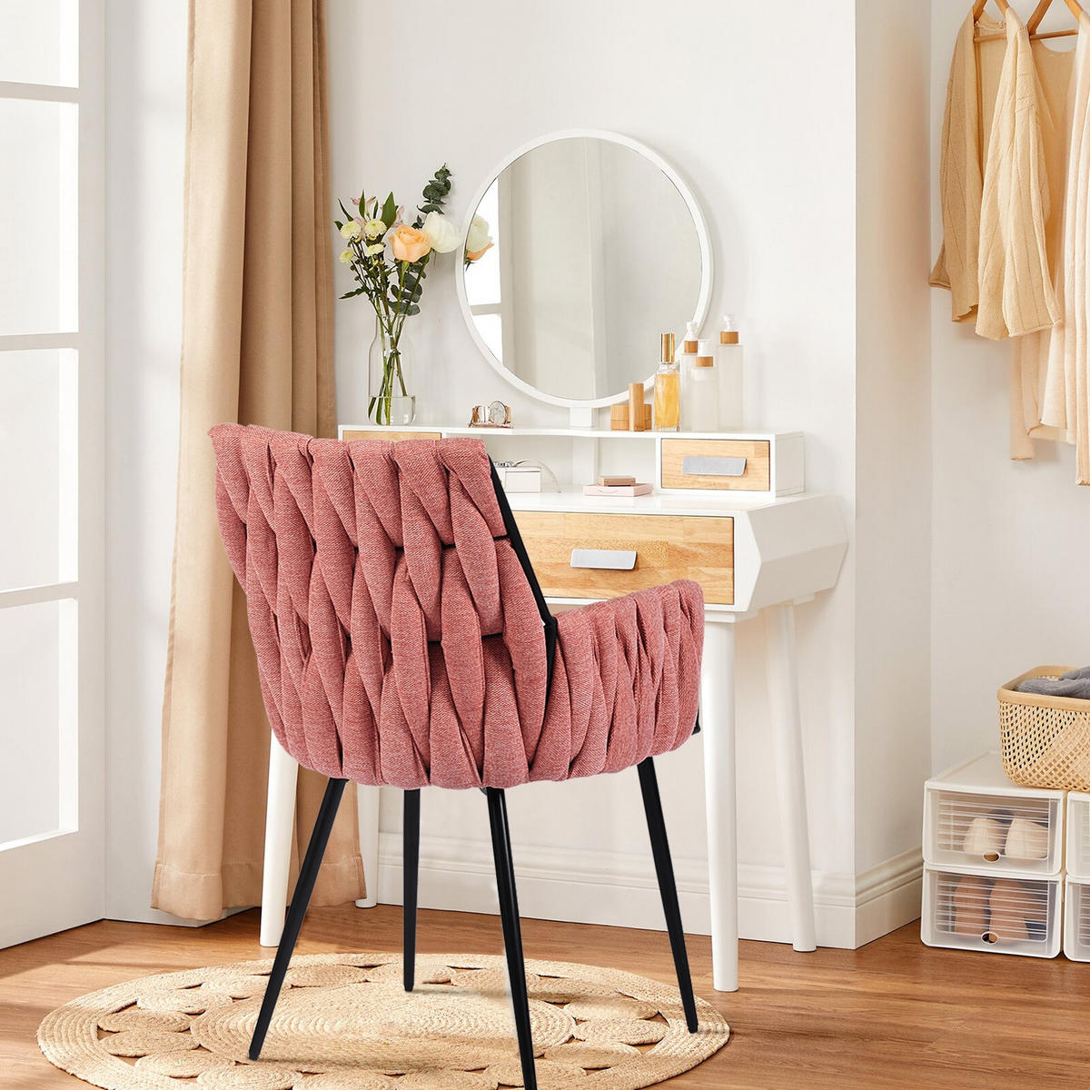 ESSZIMMERSTUHL Stoff rosa - Pink, Holzwerkstoff/Metall (53/83/47cm) - Urban Meuble