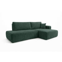 ECKSOFA Mit Schlaffunktion Und Bettkasten, Cordstoff Tilia, Grün, Rechts, OPEN XL - Grün, Holz (262/145cm) - Kaiser Möbel