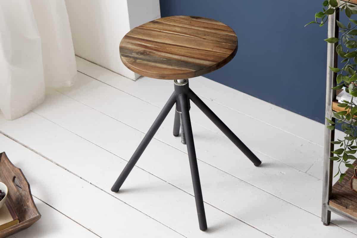 HOCKER FACTORY Akazie - Schwarz/Braun, Holz/Metall (34/38/34cm) - riess-ambiente