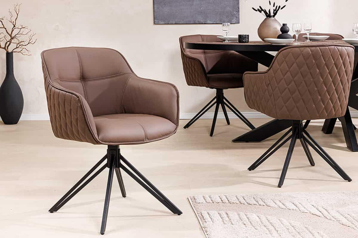 STUHL EUPHORIA Echtleder Braun 80 cm - Schwarz/Braun, Leder/Metall (58/82/60cm) - riess-ambiente