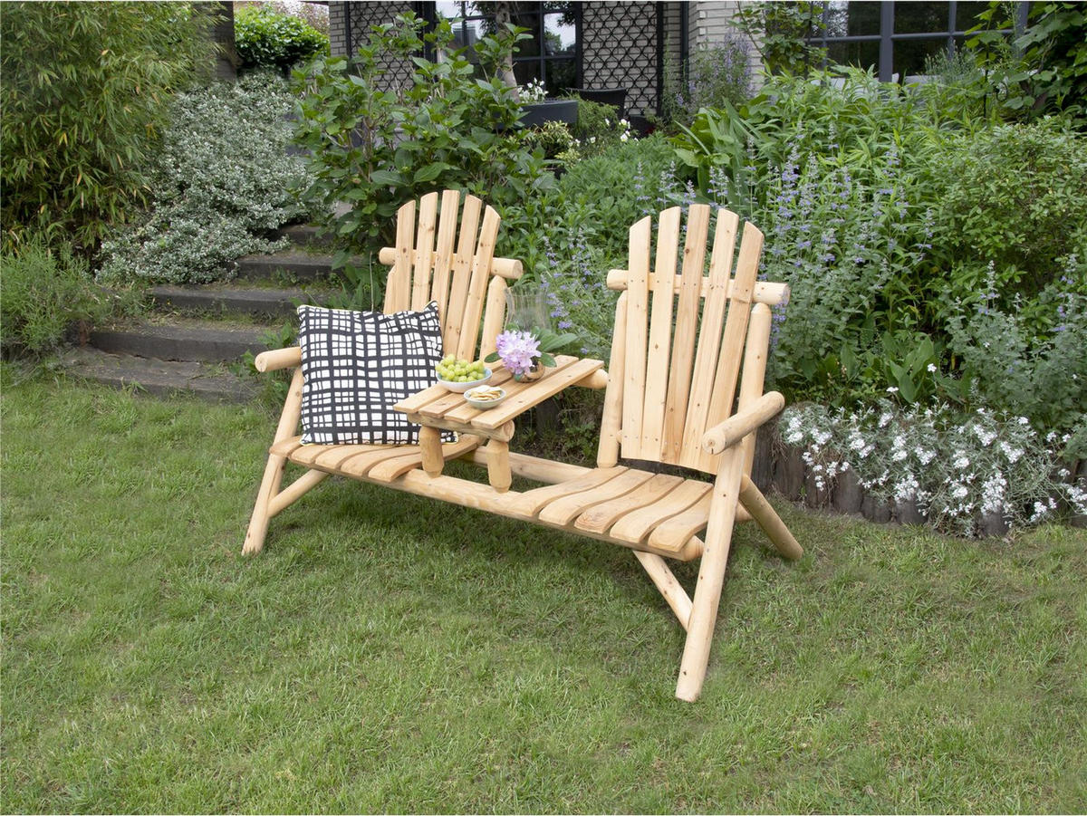GARTENBANK »Timber« FSC® 100% Tannenholz mit Mittelablage für 2 Personen - Braun, Kunststoff (53.5/11/149.5cm) - bellavista - Home & Garden