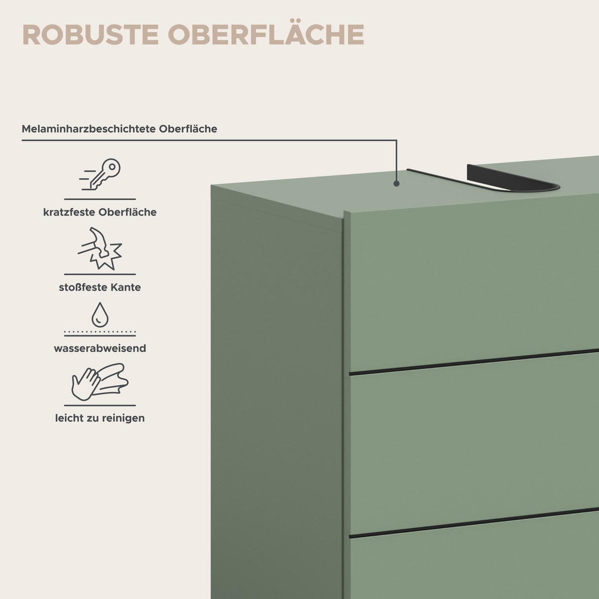 WASCHBECKENUNTERSCHRANK VIRA (B/H/T: ca. 60/57/34 cm) in Smoke Green/Smoke Green - Grün, Holz (60/57/34cm)
