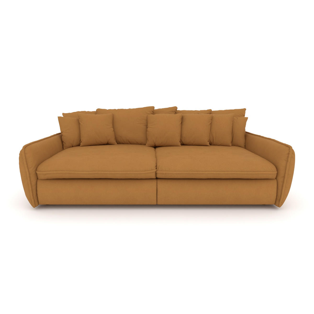 BIGSOFA Hereford Flachgewebe Gold inkl. 11 Kissen 234/131/61 cm - Dunkelgelb, Kunststoff/Textil (234/61/131cm) - foamnova