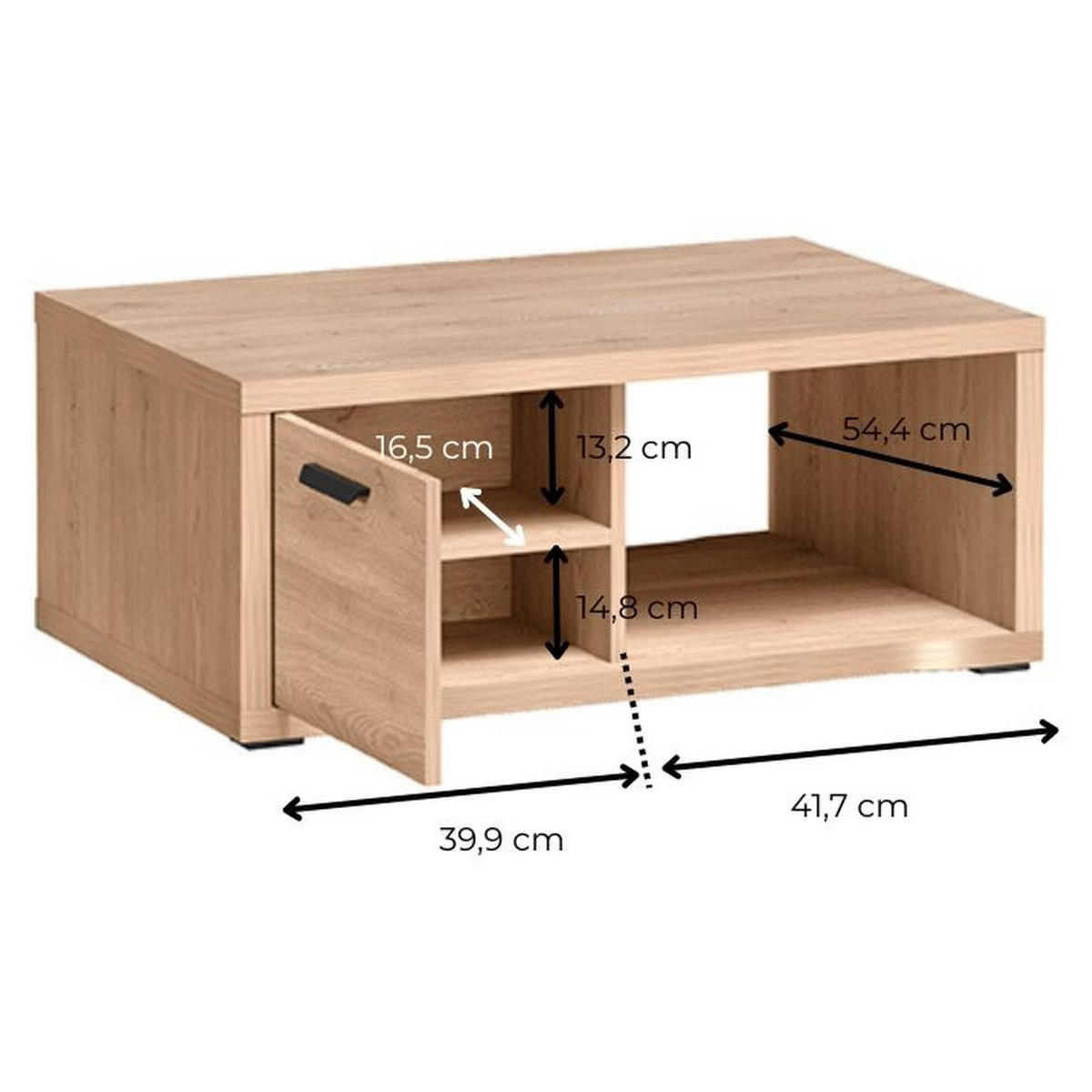 COUCHTISCH Grande G-10 90 x 58 x 37 cm Eiche Cremona - Beige, Holzwerkstoff (58/90/37cm) - Koseto