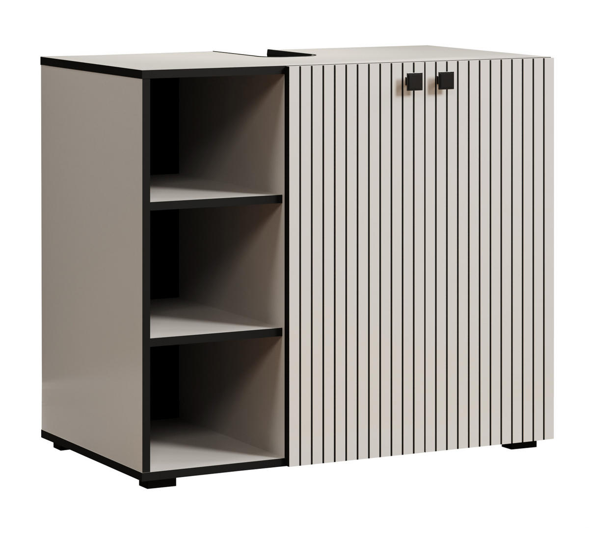 WASCHTISCH Kaschmir, Grau 90 cm, Set inklusive Waschbecken - Kaschmir/Schwarz, Holzwerkstoff/Metall (90/91/53cm) - Top.Furn