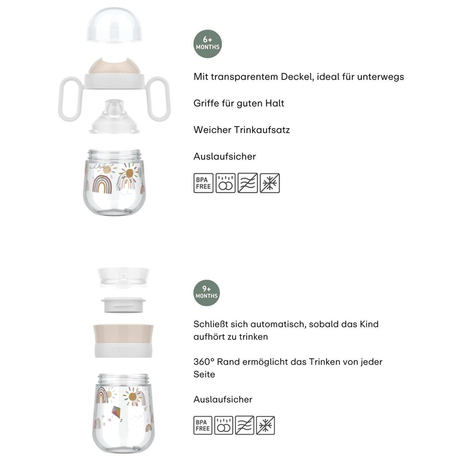 TRINKLERNBECHER ANTITROPF & 360° Mio Forest Friends 200 & 300 ml 2er Set - Hellblau, Kunststoff (0.5L) - Mepal