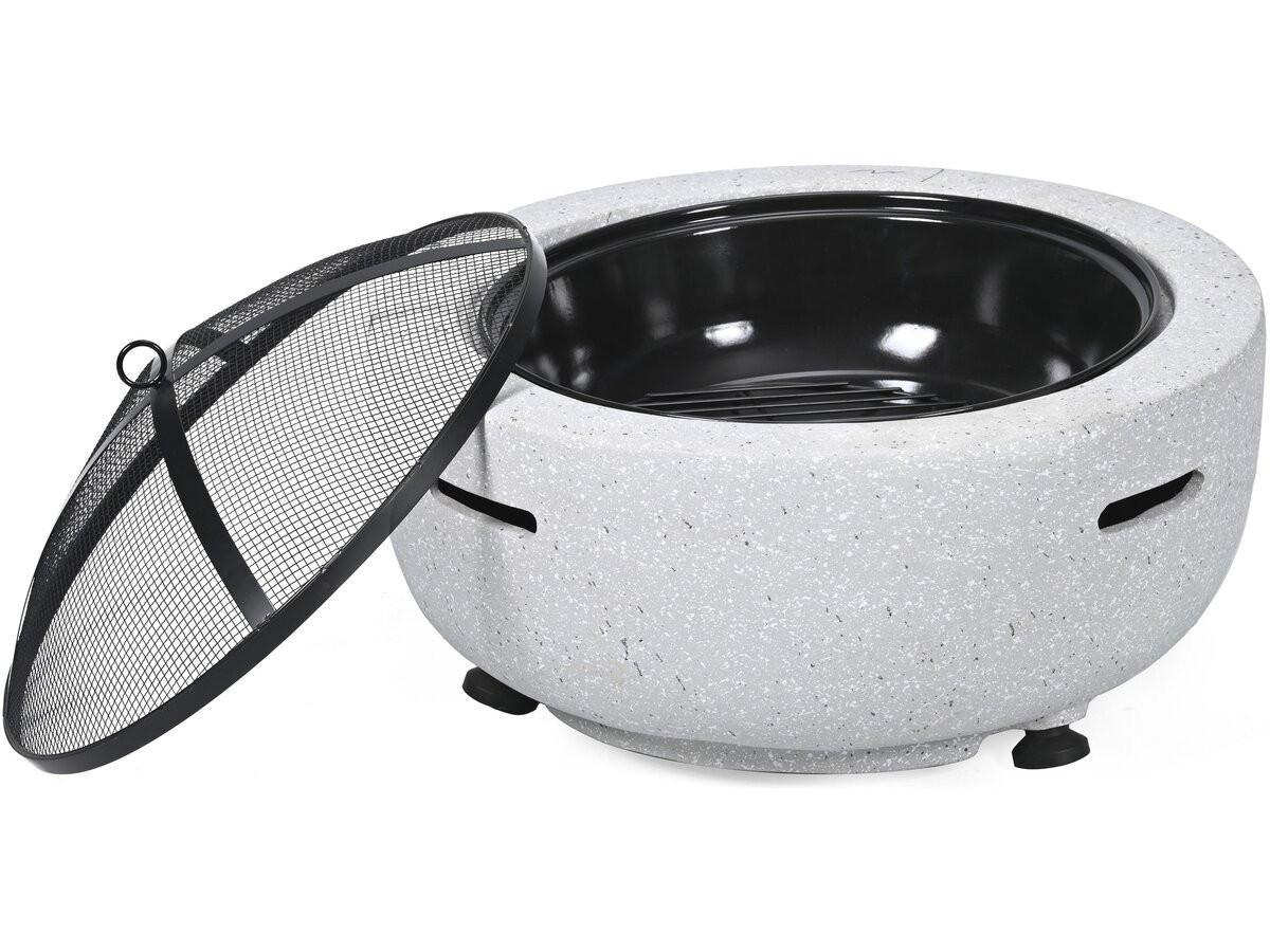 HOLZKOHLENGRILL volkan weiss - Schwarz, Metall (60/40/60cm) - Habitat Garten