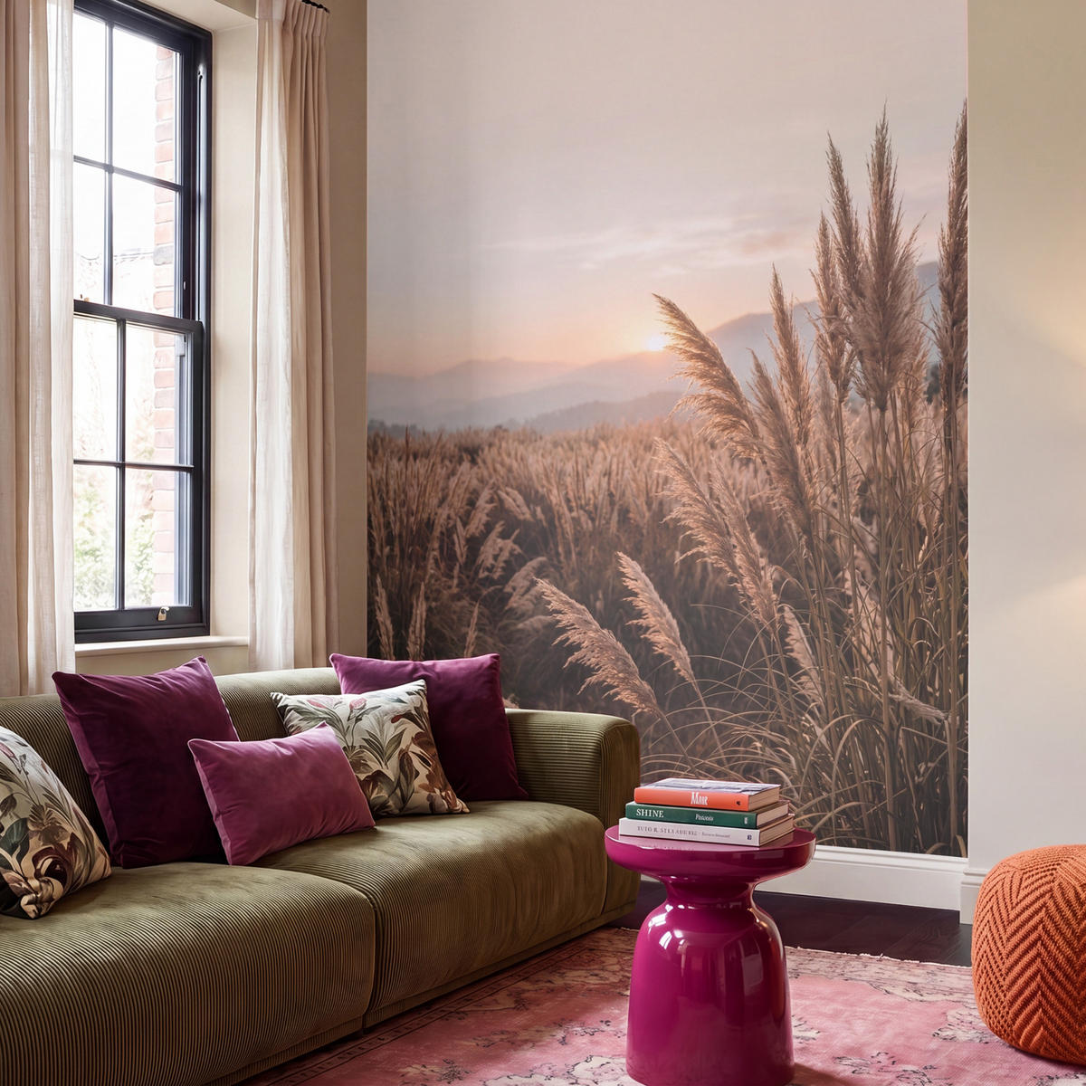 TAPETE - Gras - Feld - Sonne - Natur - 200x280 cm - Sandfarben, Papier (200/280cm) - OnlyWow