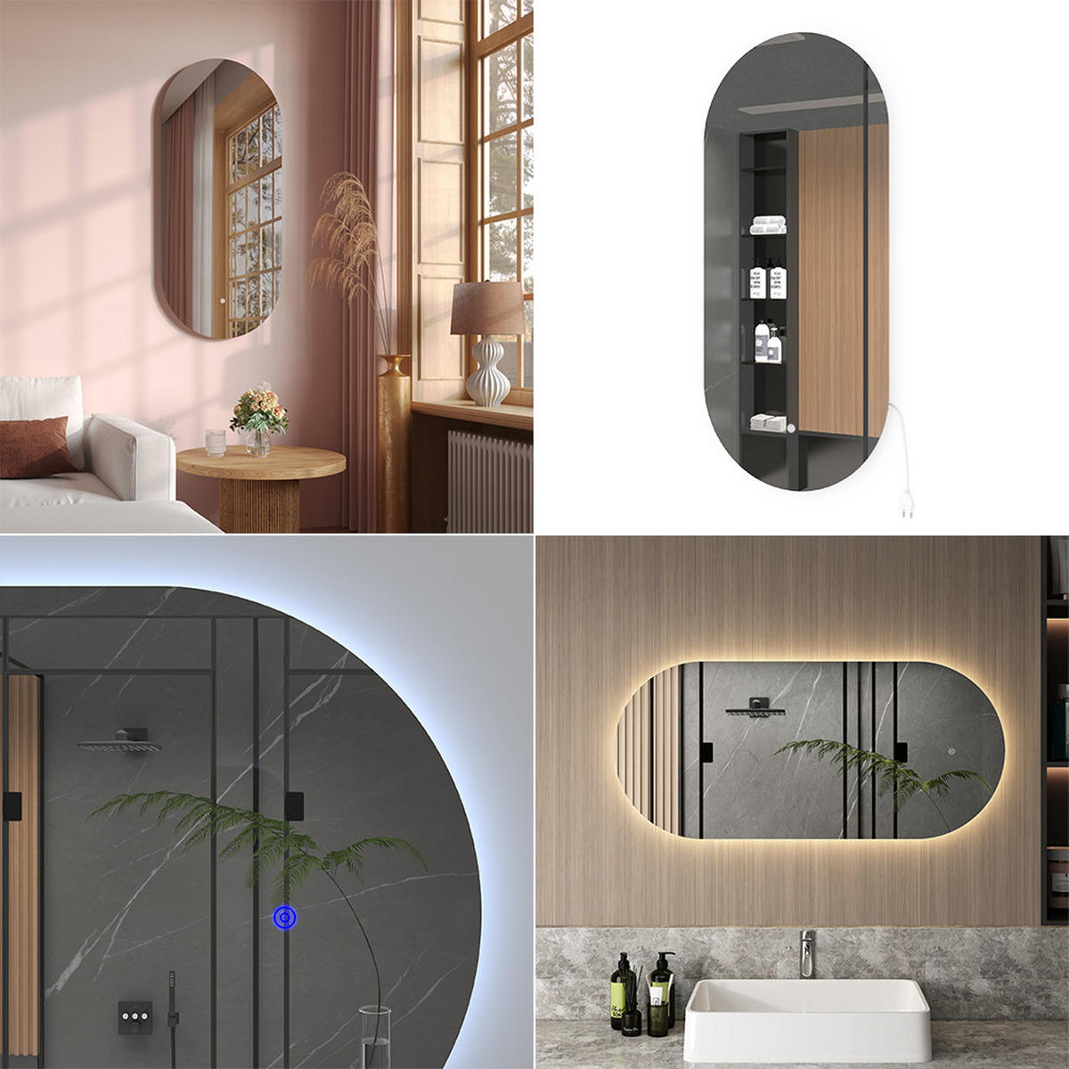 BADEZIMMERSPIEGEL Weiß 110 x 50 cm mit LED Beleuchtung - Weiß, Glas (110/50/3cm) - Vicco