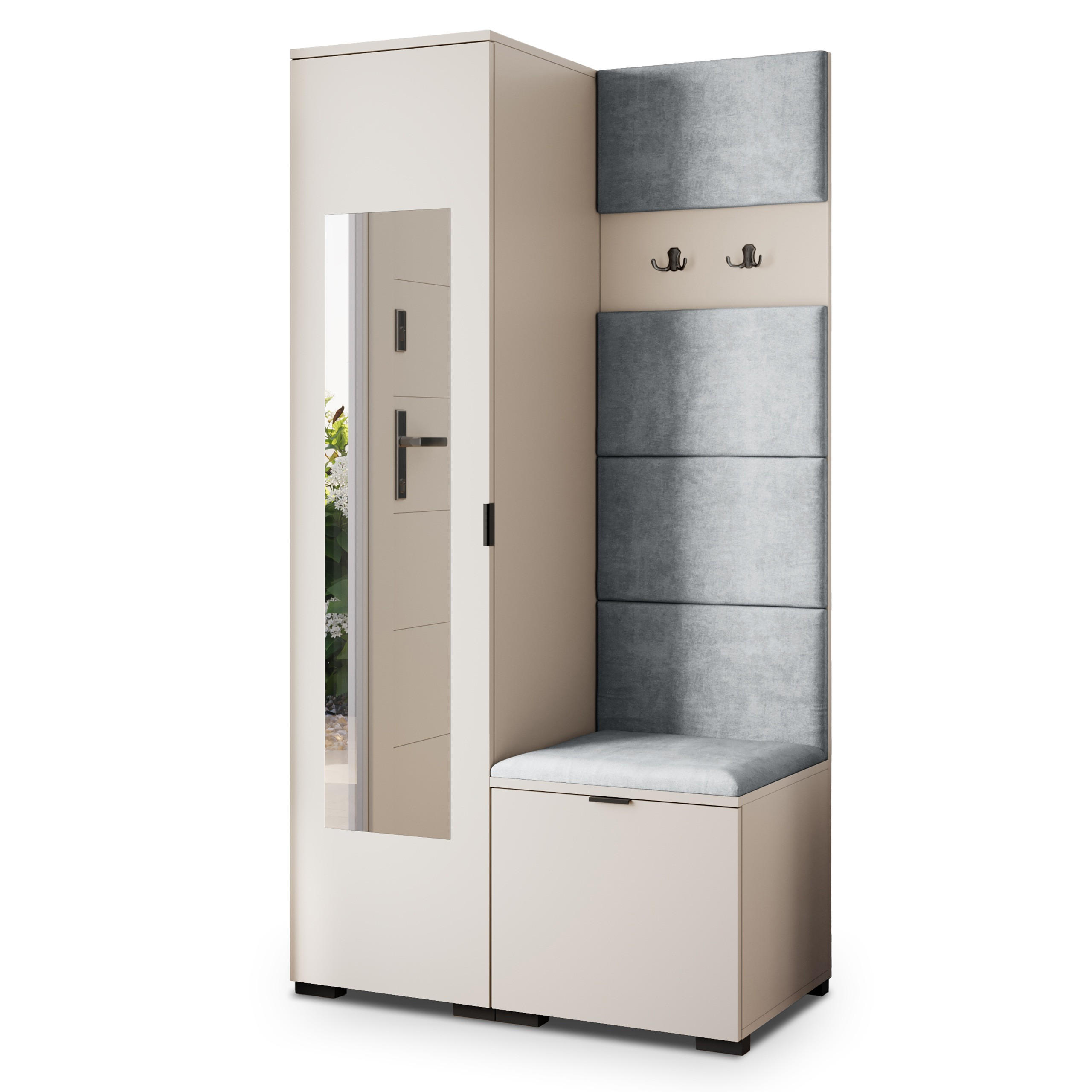 Masseno Garderobenschrank Kaschmir, Hellgrau 95x181x51 cm