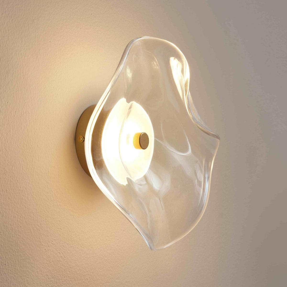 WANDLEUCHTE Lysa, Transparent und Goldfarben, 25cm - Transparent, Glas (25/25/10.1cm) - KOSILUM