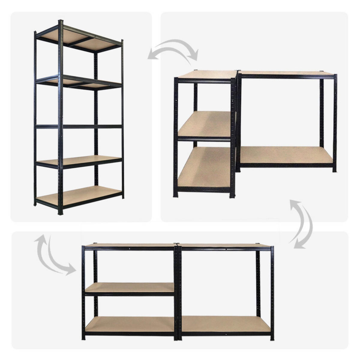 SCHWERLASTREGAL Giant Ragnar für Gesamtlast 875kg 200x100x50 5 MDF-Platten-Ebenen Schwarz - Schwarz, Metall (100/200/50cm) - PROREGAL