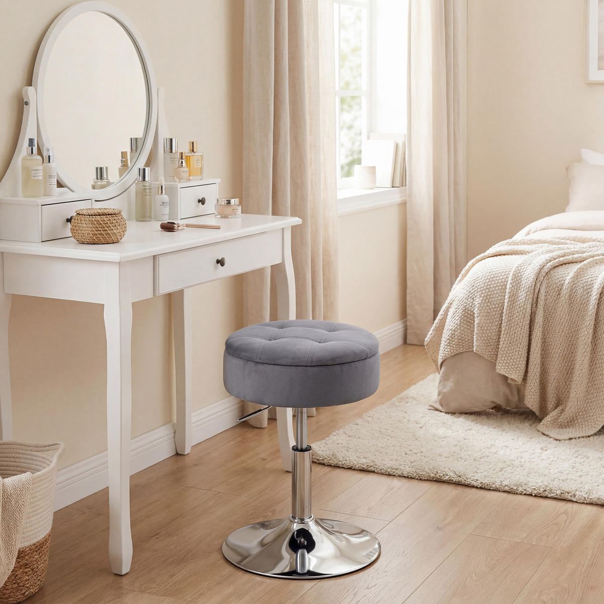 BARHOCKER DE-14802 höhenverstellbar mit Stauraum & 360° drehbar Grau - Grau, Metall (39/65/39cm) - ComfortXL