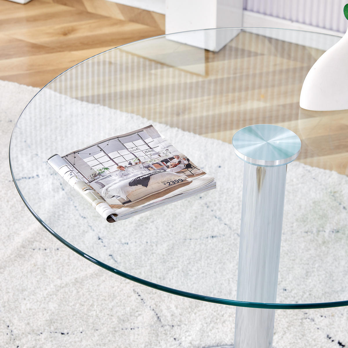 ESSTISCH Ø 85 cm Runder in Glas & Silber - Chromfarben, Glas (85/85/76cm) - Urban Meuble