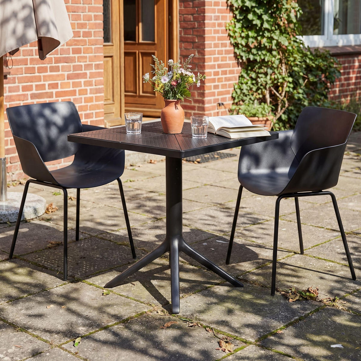 GARTENSITZGRUPPE 2 Kunststoff Schwarz - Schwarz, Kunststoff - CLP
