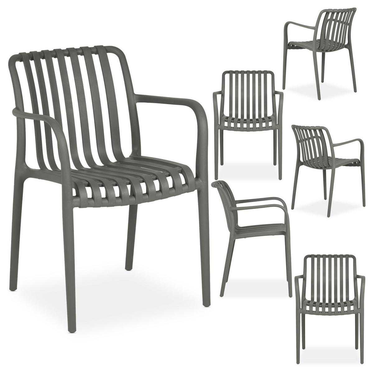 GARTENSTÜHLE TULIPANO 6ER-SET - Grau, Textil (55/82/59cm) - IDIMEX