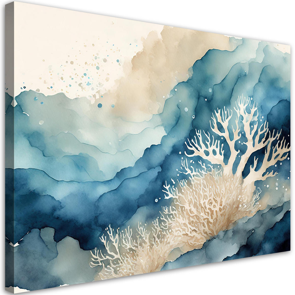 WANDBILD meer aquarell abstraktion - Blau, Textil (60/40cm) - Feeby