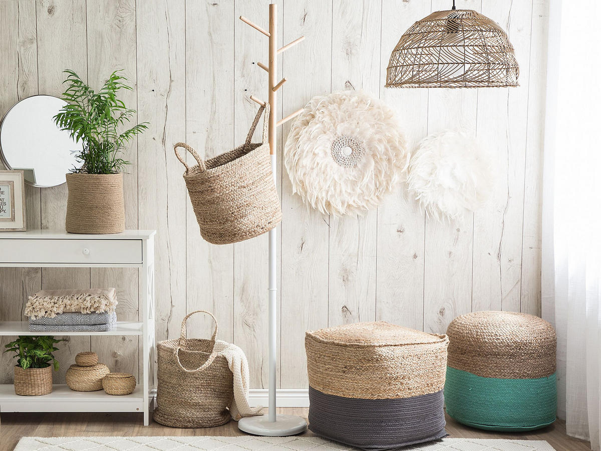 POUF Kirama 44/44/44 cm - Beige, Naturmaterialen (44/44/44cm) - Beliani