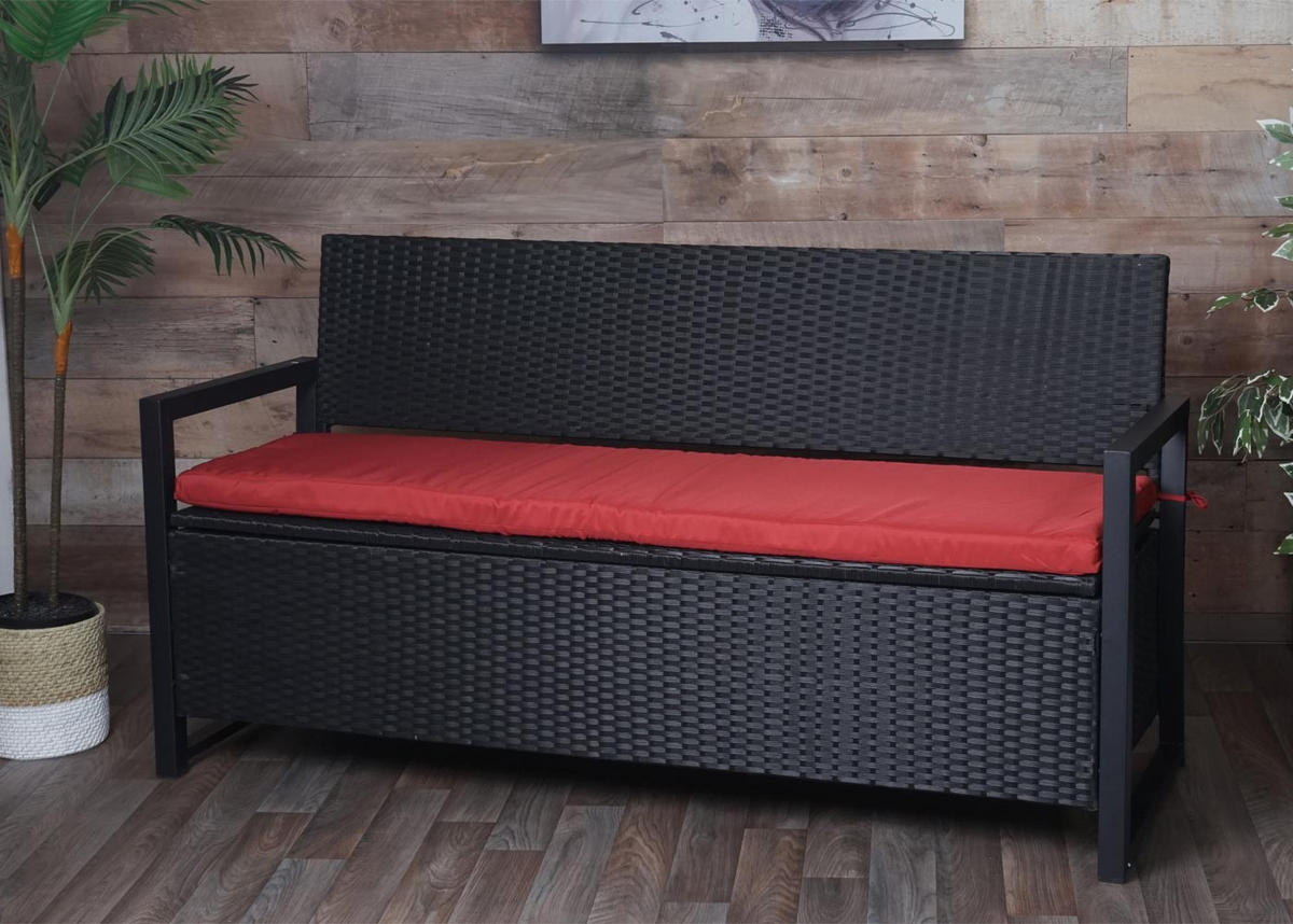 POLY-RATTAN 3ER SITZBANK Anthrazit, Bordeaux - Bordeaux/Anthrazit, Kunststoff (164/87/57cm) - MCW