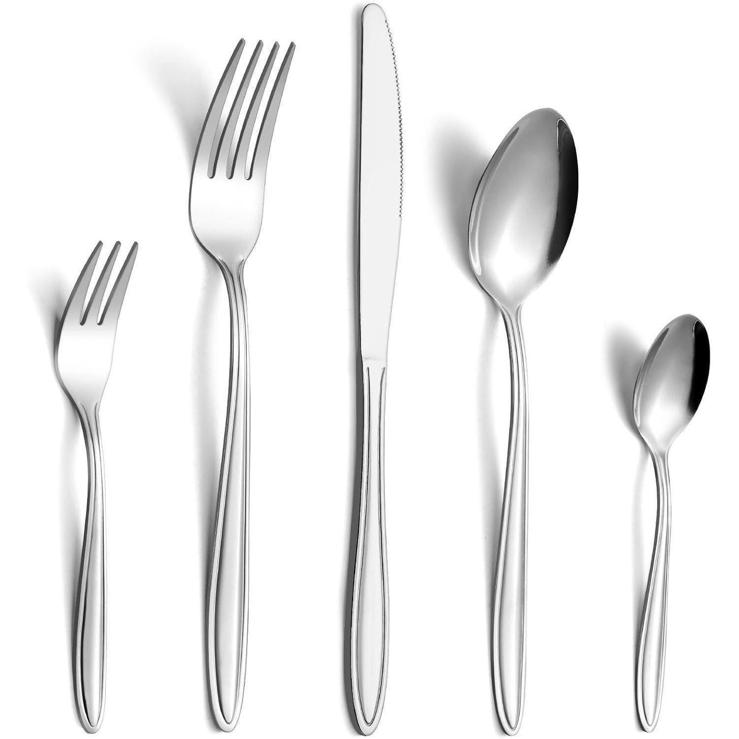 BESTECKSET 30-teilig Edelstahl Hochglanzpoliert für 6 Personen - Silberfarben, Metall