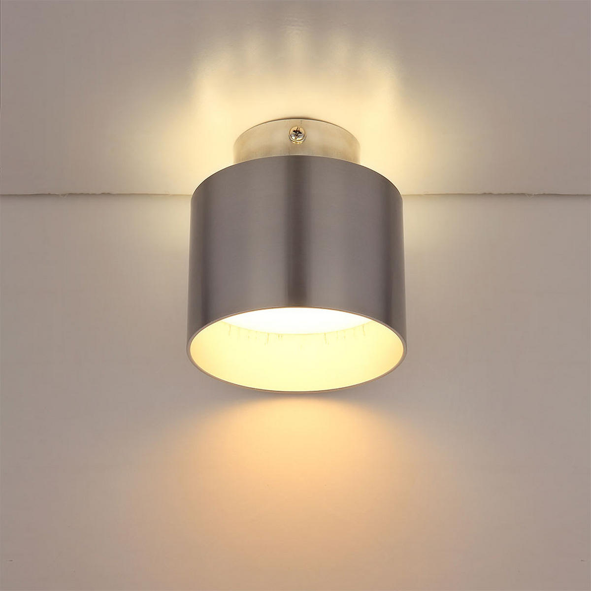LED DECKENLEUCHTE Alu Nickel Matt Silber 2er Set - Silberfarben, Metall (10/10/10.5cm) - Globo Lighting