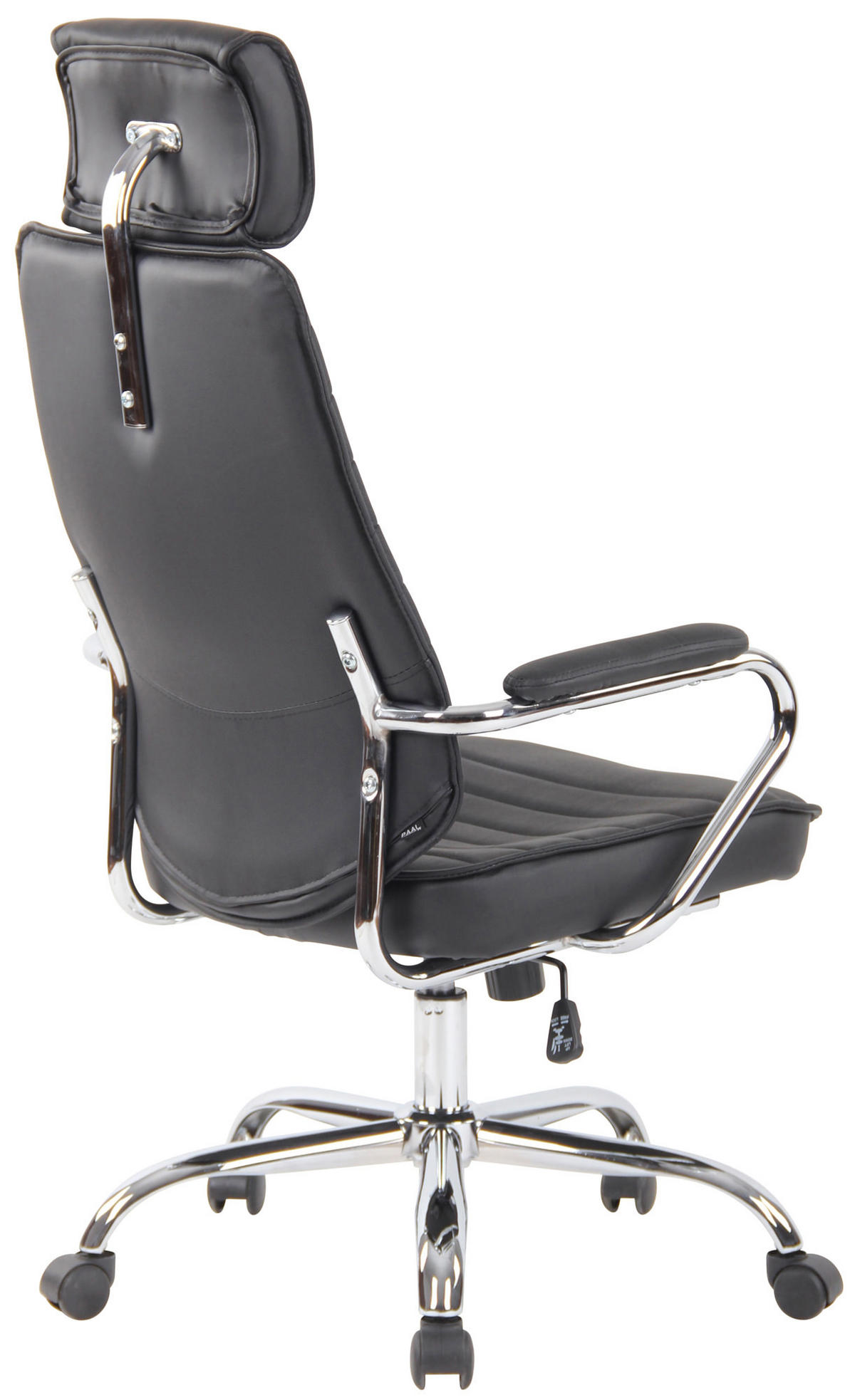 CHEFSESSEL Echtleder Schwarz - Chromfarben/Schwarz, Leder/Metall (59/117/57cm) - CLP