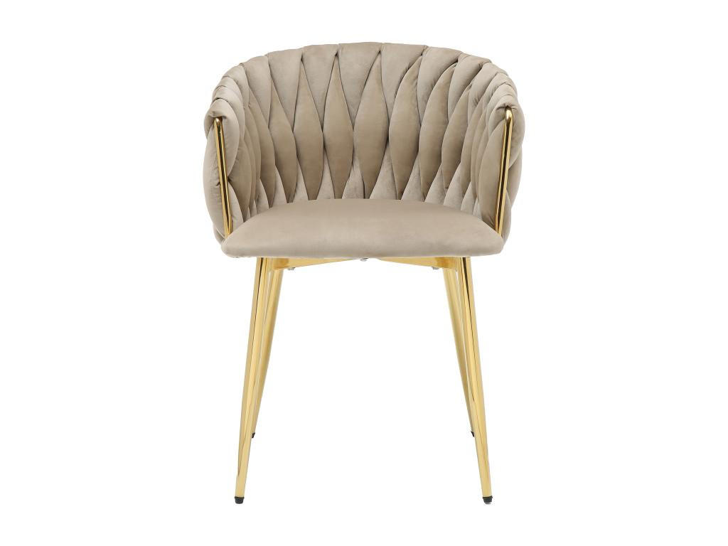SET mit 2 Stühlen aus Samt & goldenem Metall - Beige - ELEGANO - Beige, Textil (59/74/57cm) - Vente-Unique