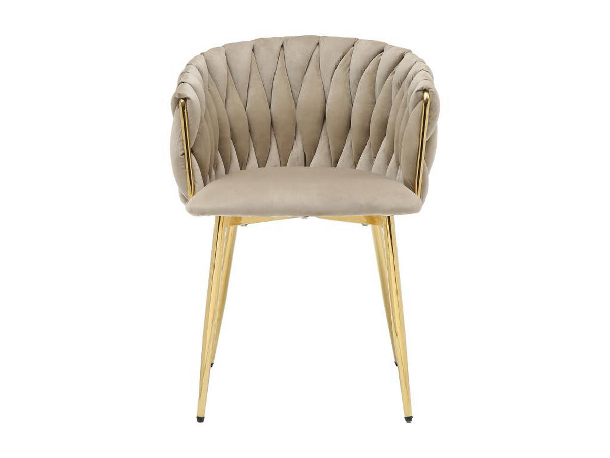 SET mit 6 Stühlen aus Samt & goldenem Metall - Beige - ELEGANO - Beige, Textil (59/74/57cm) - Vente-Unique