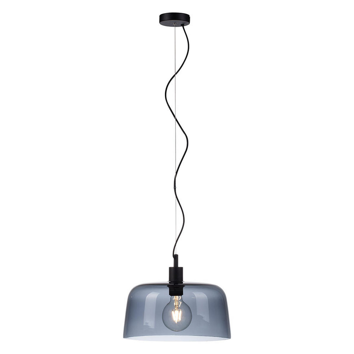 HÄNGELEUCHTE Glas Rauch Schwarz Höhenverstellbar - Schwarz, Glas (34/34/150cm)