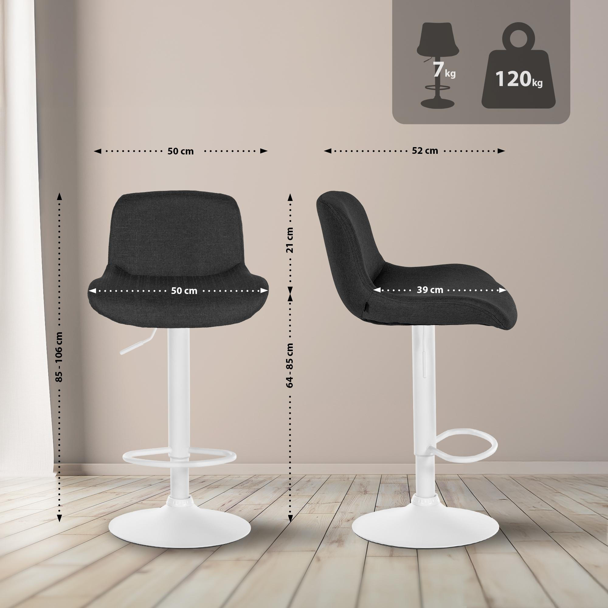 Thumbnail - CLP Barhocker, Schwarz, Textil, 50x85x50 cm, Esszimmer, Barmöbel, Barhocker