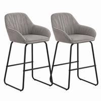 BARHOCKER 2er-Set mit Armlehnen 50,5 x 53 x 96 cm Polyester Grau - Grau, Metall (50.5/96/53cm) - Meubliv