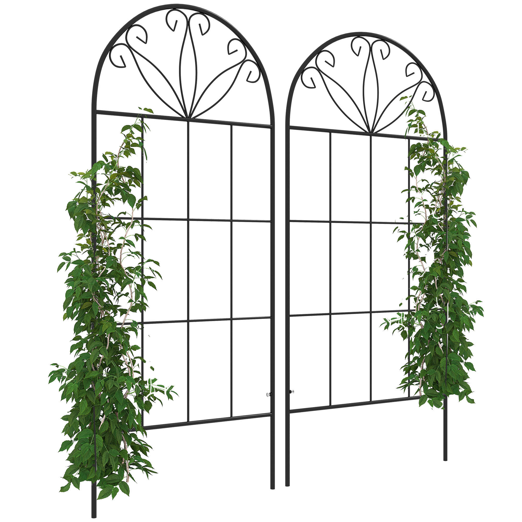 RANKGITTER DE-18323 2er-Set für Kletterpflanzen, 120 cm hoch Schwarz - Schwarz, Metall (1.1/120/51cm) - ComfortXL