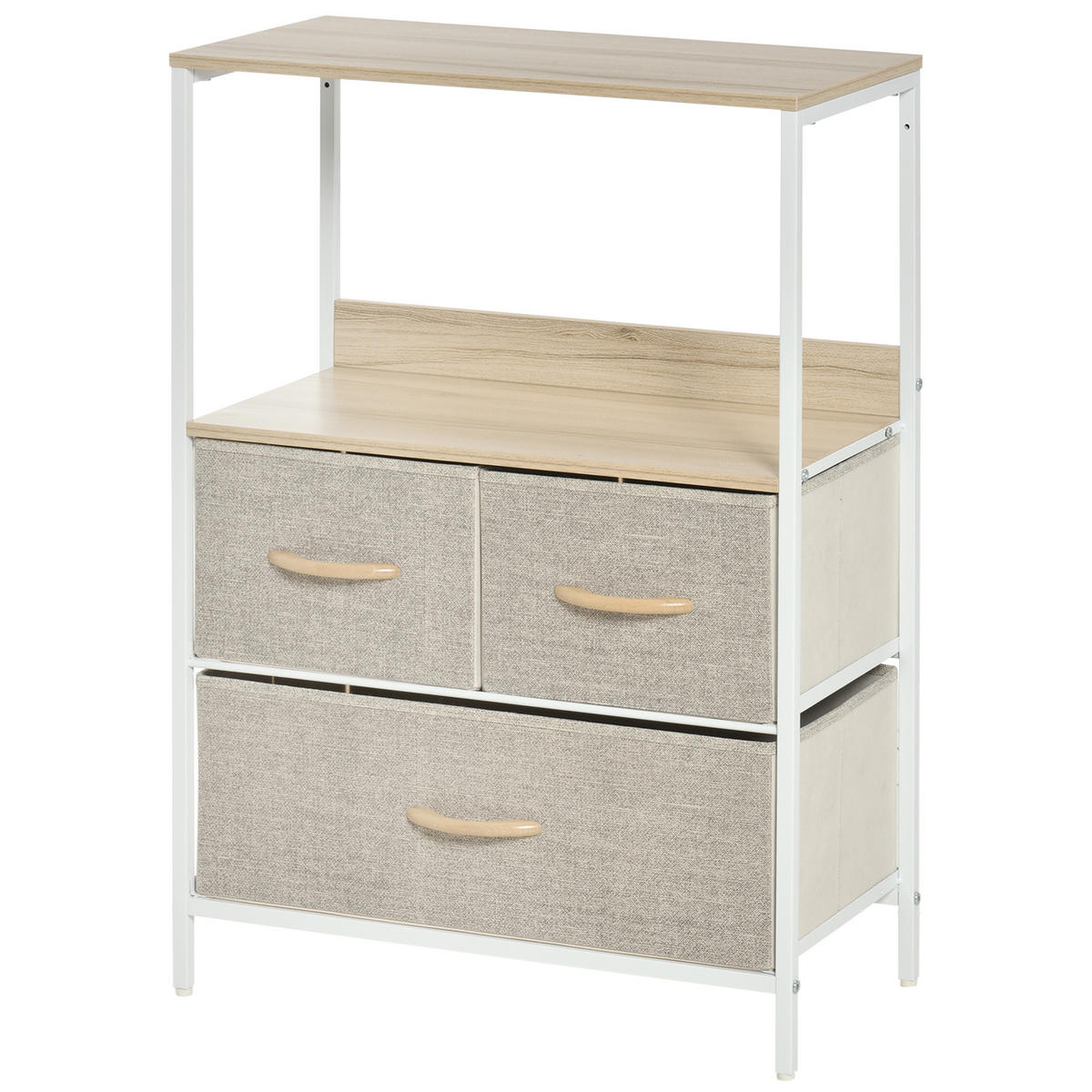 KOMMODE DE-12403 58/29/81 cm Weiß / Natur - Weiß, Metall (58/81.5/29cm) - ComfortXL