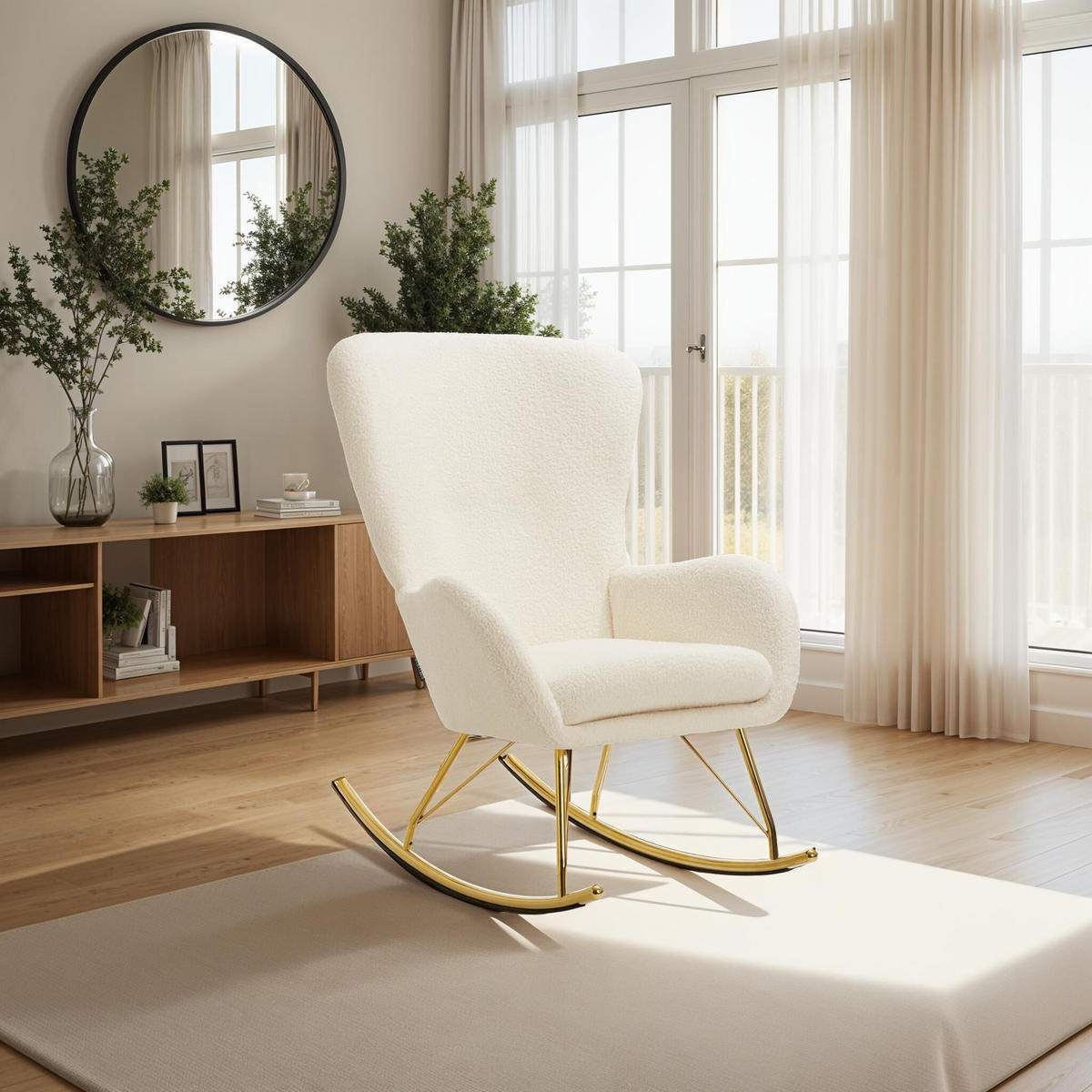 SCHAUKELSTUHL Swing,70 x 93 x 100 cm, Belastbarkeit 120 kg,creme/gold - Goldfarben/Creme, Kunststoff (70/100/93cm) - tectake